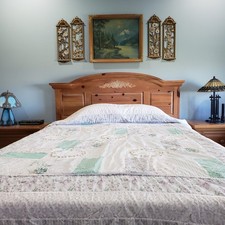 Queen Bedspread 98x112 Floral Embroidered Patchwork Cottagecore Repair Repurpose