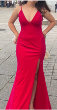 Jovani Pink Velvet Gown Size 4, Deep V front, Low Back, worn once - Dramatic