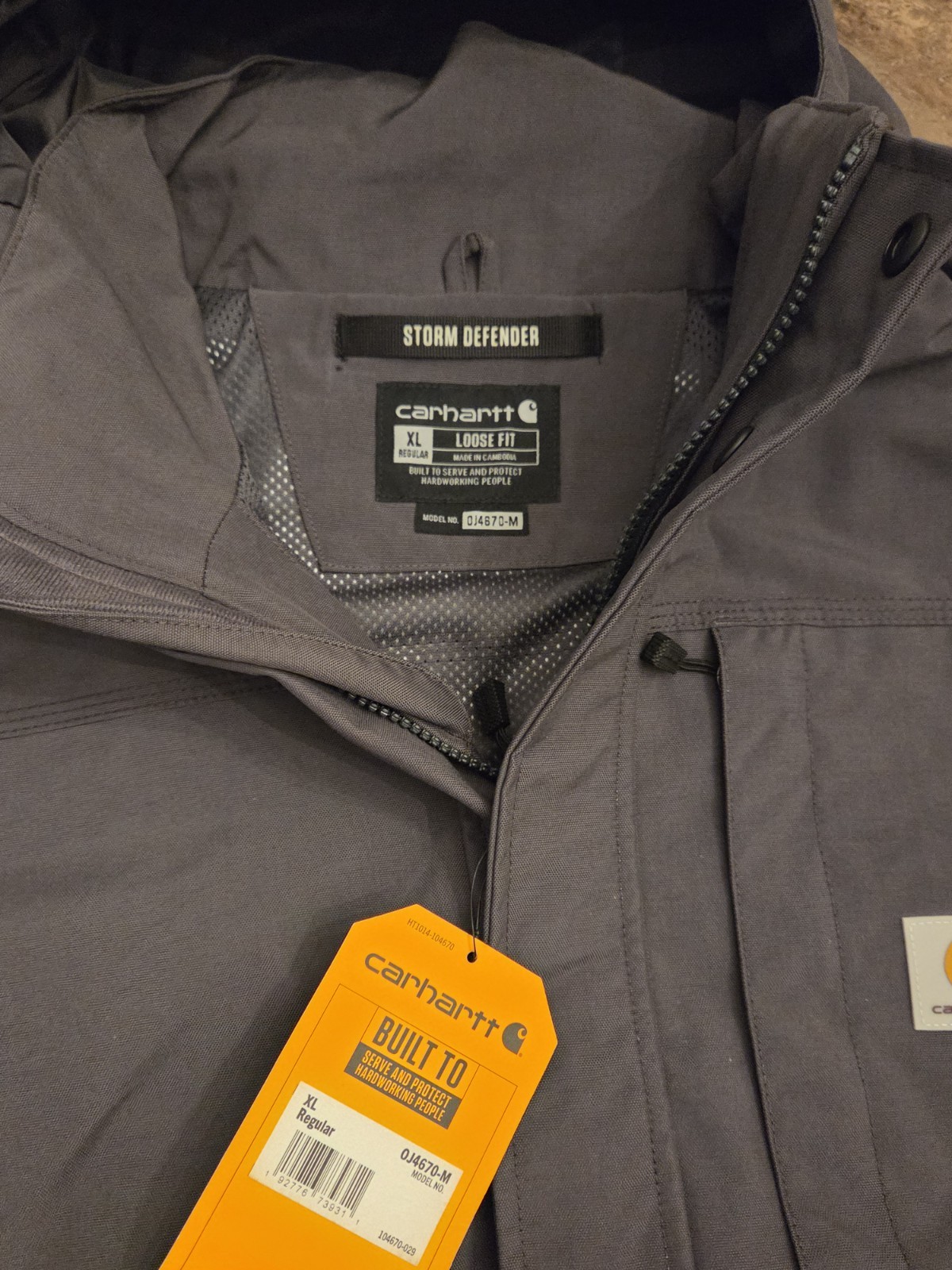 Carhartt Storm Defender Jacket Grey OJ4670-M Loose Fit Hooded Size XL NWT NEW image 8