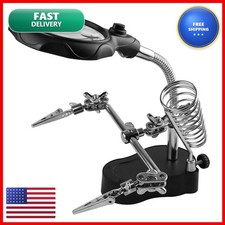 Helping Hands Soldering Station, LED-lit Magnifying Glass Alligator Clips