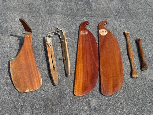 Vintage Old Town Wood Canoe Sailing Rig Rudder, Cross Bar, Leeboards, Thwarts