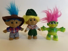 Vintage Troll Dolls Lot of 3 T.N.T  Trendmaster Ace Novelty 4"-5" Tall