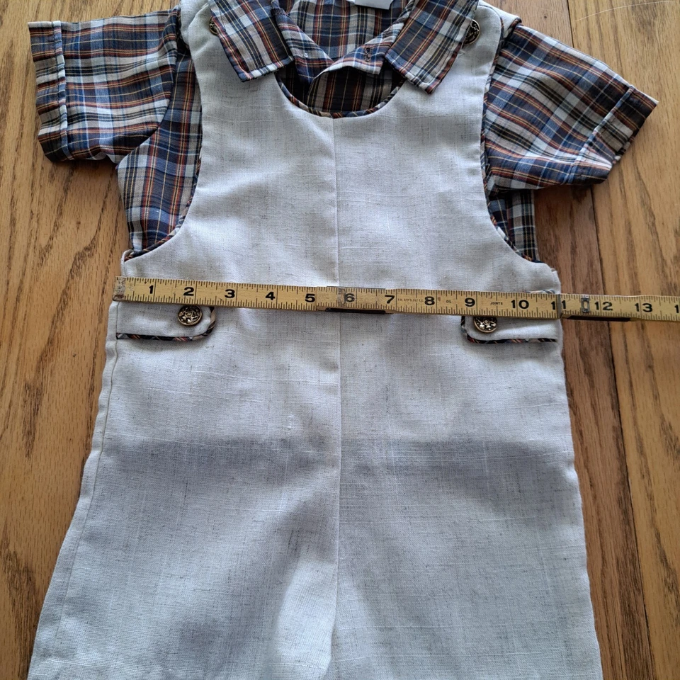 Camisa a Cuadros Azul Vintage Good Lad Boy Mameluco Beige 4T Hecha en EE. UU. 2 Piezas Usada en Excelente Condición Foto 4 de 4