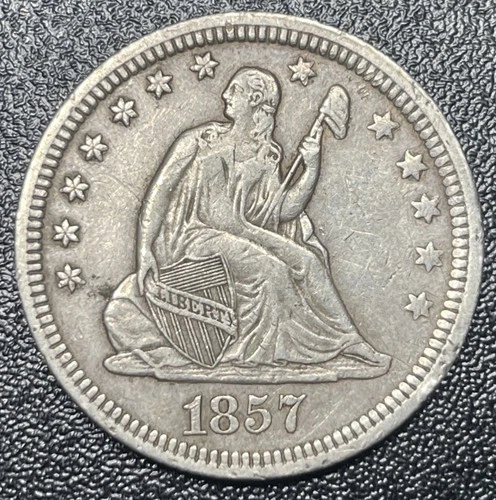 1857 Seated Liberty Silver Quarter 25c XF Extra Fine