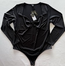 NWT Express Body Contour Women s Black Long Sleeve Bodysuit XL V-Neck