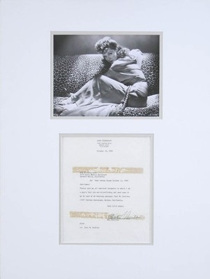 ANN ''THE OOMPH GIRL'' SHERIDAN - TYPED LETTER SIGNED 01/16/1960