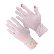 Sun Gloves for Women, 9" & 2Pcs & Ice Silk & Purple Pink