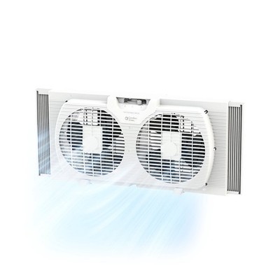 Comfort Zone 9-Inch Dual Window Fan with Reversible Exhaust, 2 Speeds, White
