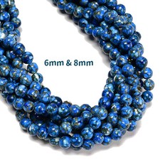 Mohave Copper Royal Blue Turquoise Smooth Round Beads 6mm 8mm 10mm 15.5'' Strand