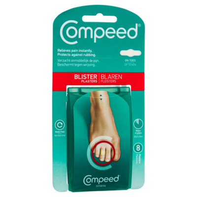 Compeed Blister On Toes 8 Pc Instant Pain Relief Waterproof Plasters Heals Fast