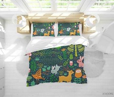3D Animal Plant Kids Green Quilt Cover Set Duvet Cover Bedding Pillowcases