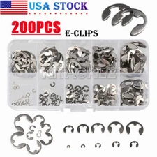 200PCS Assorted E Clips Retaining Ring C Circlip Stainless Steel 1.5 - 10mm² Kit