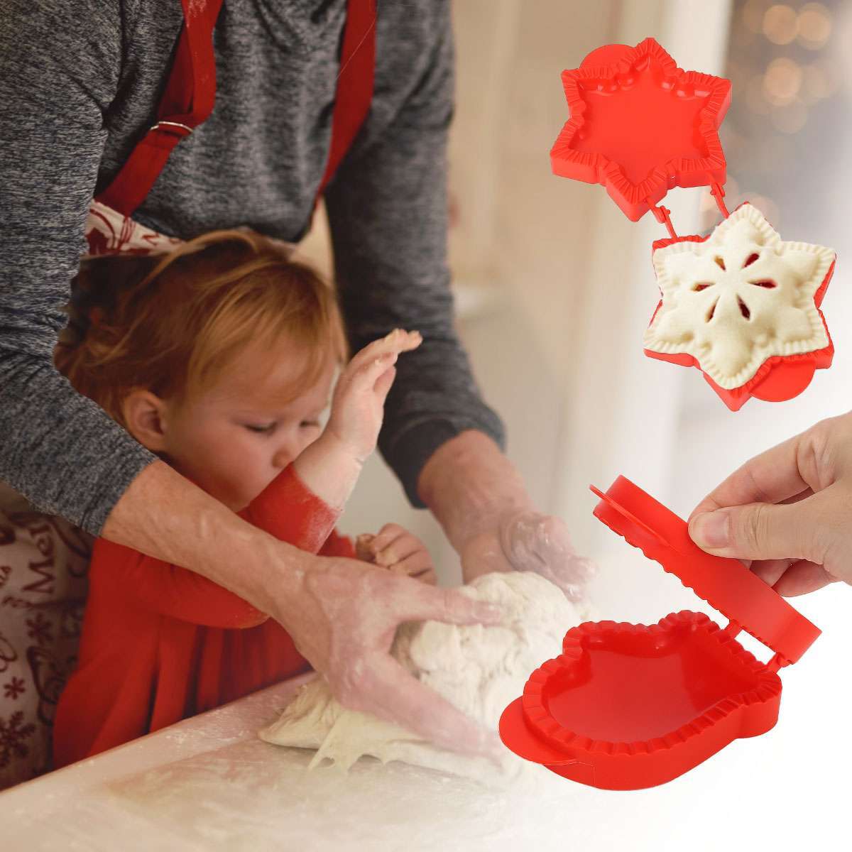 3PCS Christmas Plastic Pie Maker Pocket Pie Mold Pie-Crust Mold Dough Press Tool