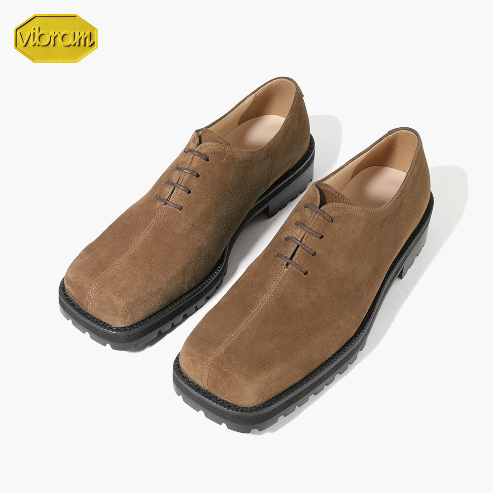 SAOLA Scarpe da derby Firenze Atelier da uomo marrone pelle scamosciata punta quadrata punta quadrata suola Vibram