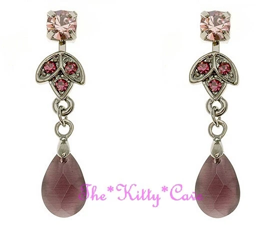 Pendientes colgantes decorativos Lk amatista púrpura ojos de gato araña con cristales de Swarovski Foto 2 de 4