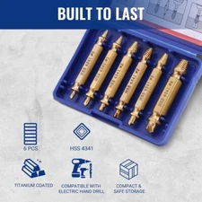 WORKPRO 6PCS Stripped Screw Extractor Set Easy Out Damaged Screw Removal Tools