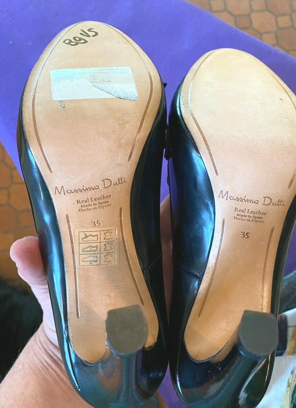 MASSIMO DUTTI PATENT LEATHER FRINGE & TASSEL HIGH HEEL PUMPS SZ 35 / 45 SPAIN image 5