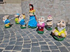 BIANCANEVE E I 7 NANI DA GIARDINO GNOMI PER ESTERNO IN CEMENTO STATUA ALT. 50-30
