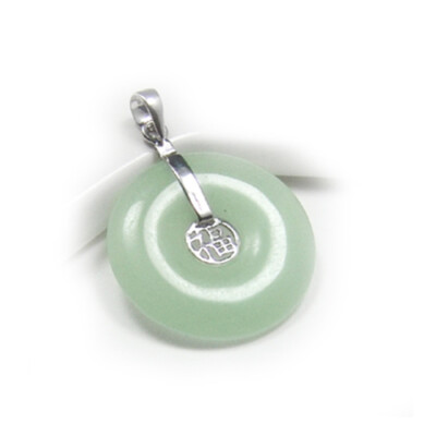 Accents Kingdom Sterling Silver Green Jade Lucky Disc Pendant