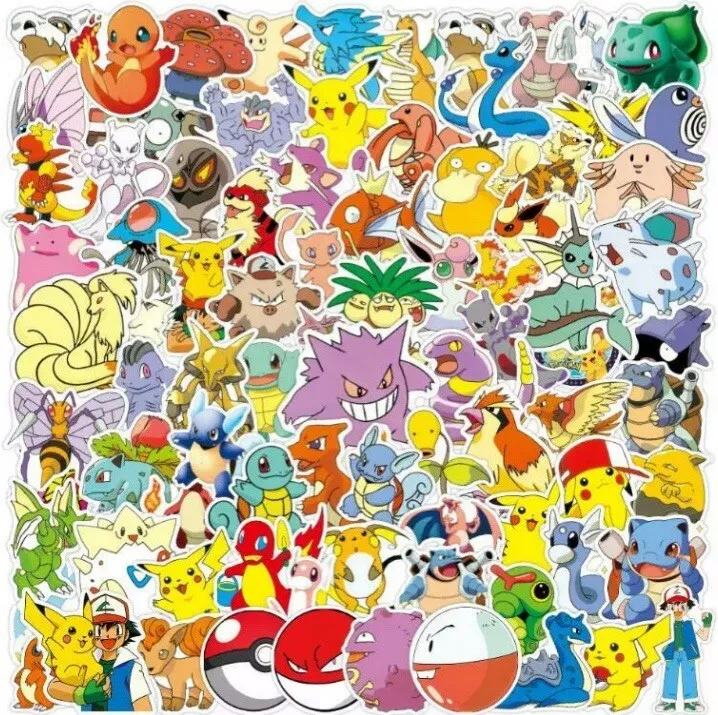 100 Pegatinas Pokémon Decorar Laptop Teléfono Libros Tabletas Fiesta Bolso  Calco