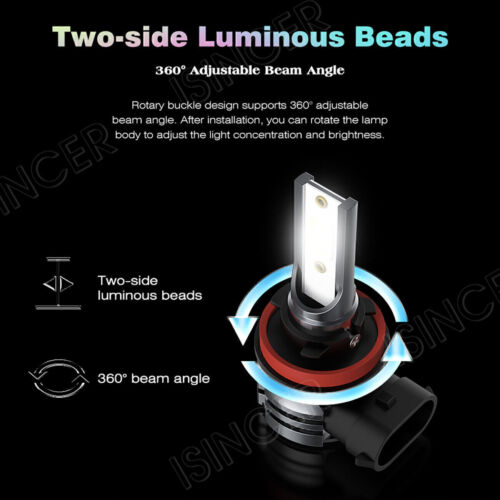 4x 9005 H11 LED Headlight Combo High Low Beam Bulbs Kit Super White Bright Lamps - Picture 10 of 16