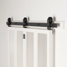 CCJH 5-20FT Bifold Sliding Barn Door Hardware Track Kit for 4/8 Doors,Heavy Duty