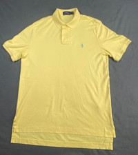 Polo Ralph Lauren Shirt Pony Solid Yellow Short Sleeve Rugby Casual Men Medium