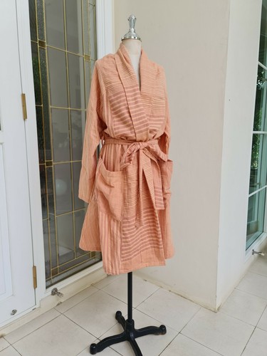 Robe kimono en coton double gaze, peignoir de bain, robe de détente - Photo 3/12
