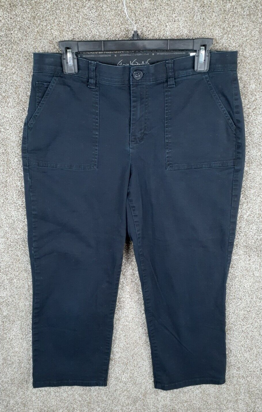 Gloria Vanderbilt Womens Nadine Comfort Waist Mid Rise Crop Capri Pant Size 8 Black