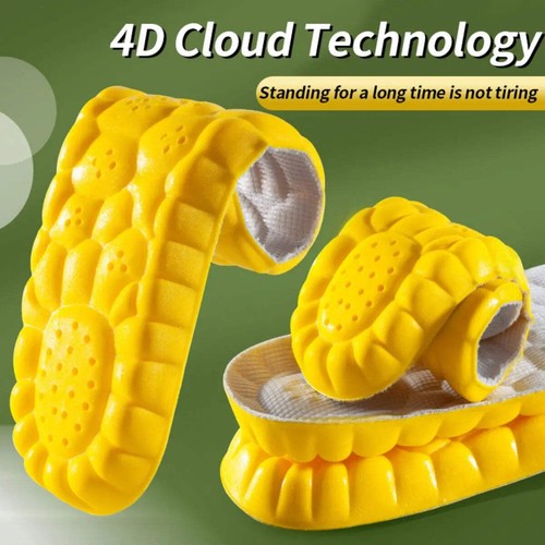 4D Sports Insoles for Shoes PU Sole Soft Breathable Shock Absorption Cushion Run
