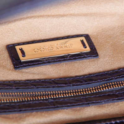 JIMMY CHOO Purple Croc Stamped Leather Rosalie Satchel JIMMY CHOO Purple Croc Stamped Leather Rosalie Satchel
