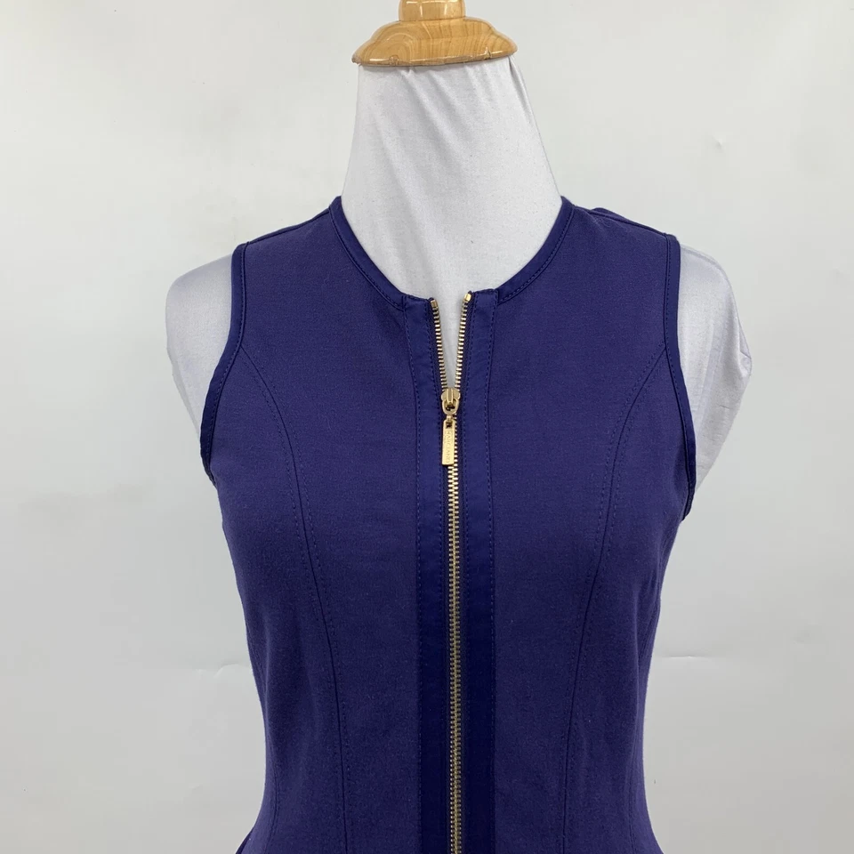 Marciano Dress Womens 4 Nautical Fit Flare Ponte Knit Full Zip Front Skater Mini - Image 3 of 4