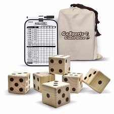 GoSports Giant Wooden Playing Dice Set with Bonus Rollzee Scoreboard  2.5" 