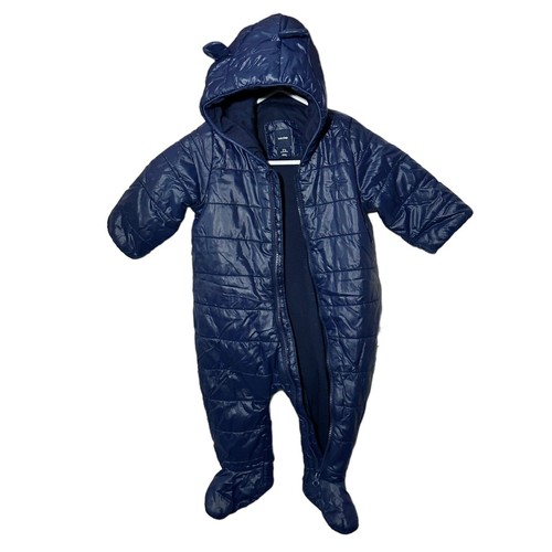 Baby Gap Boys 3-6 Months Puffer Primaloft Snowsuit Hooded W/Ears Bunting Blue - Picture 4 of 7