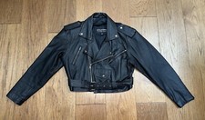 Nwot Vtg Wilsons Black Leather Women's Motorcycle Crop Belted Zip Jacket Sz M