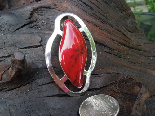 Vintage Sterling Silver AMPARO Red Jasper Pendant