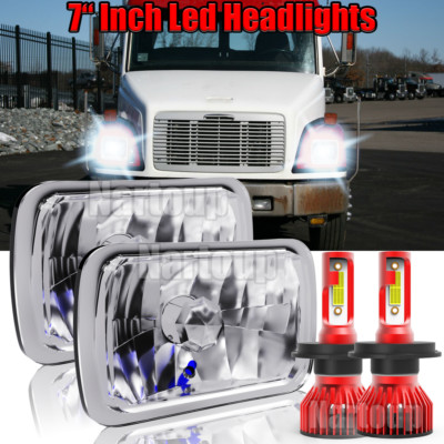 Pair 7x6'' 5x7'' LED Headlights Hi/Lo For Freightliner FL50 FL60 FL70 FL80 MT45