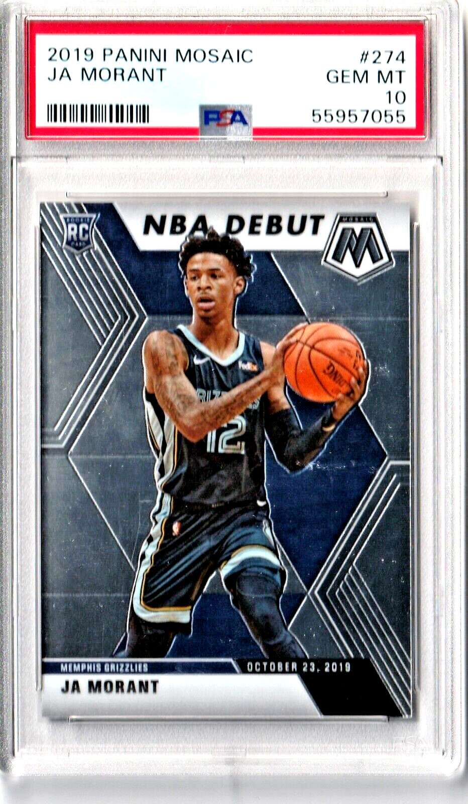 2019 Panini Mosaic #274  - Ja Morant -  Debut ROOKIE CARD   - PSA  10