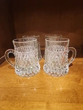 Indiana Glass Diamond Point 4.5 Inches Mug Cup Set Of 4