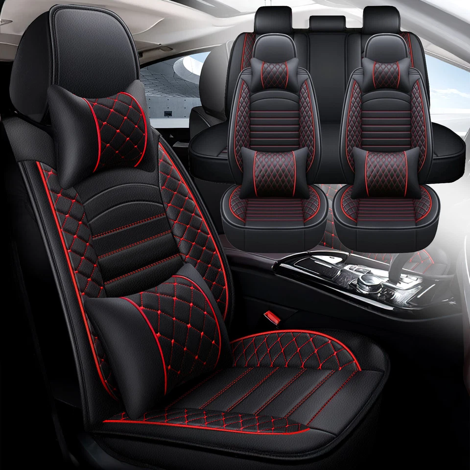 For Audi Car Seat Covers Full Set Deluxe Faux Leather 5-Seats Front Rear Cushion Foto 4 de 4