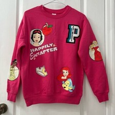 Disney Pink 100 Princess Graphic Sweatshirt Size XS