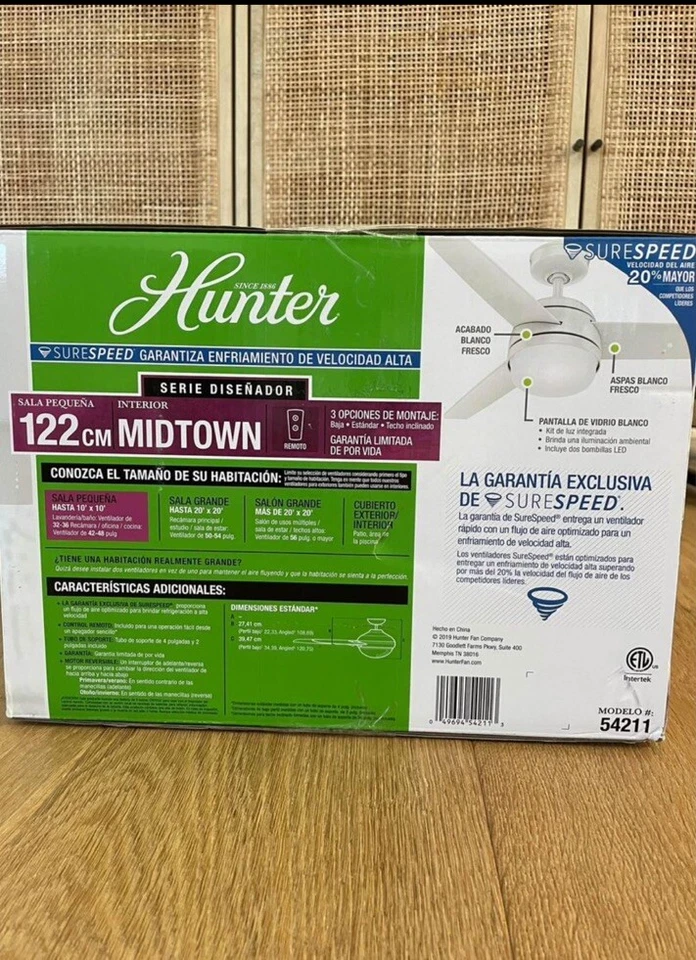 Hunter 48" Midtown Ceiling Fan w/ LED Light & Remote Control 54211 - Image 3 of 3
