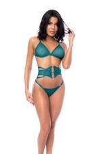 Mapale Polka-Dot Mesh Bralette, Waist-Snatching Garter Belt and Thong Three Piec