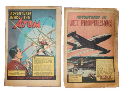 2 Comic Books General Electric Adventure Series Jet Propulsion 1947 & Atom 1948