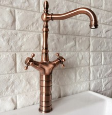 Antique Copper Dual Handles Bathroom Kitchen Basin Mixer Taps Vessel Sink Faucet