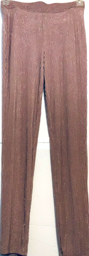 Women’s Leggings Pants Mauve Sz M Ribbed Metallic Sparkly Long Skinny Forever 21