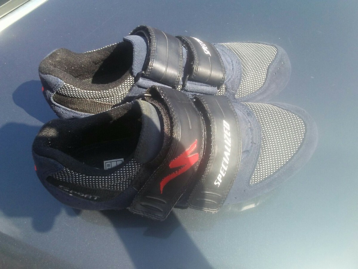 Specialized Sport Mens Sz 7/39 MTB Shoes 2 Strap Blue Suede