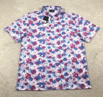 Greenside Golf Polo Shirt Men s 2XL Paint Splash Design Colorful Performance NWT