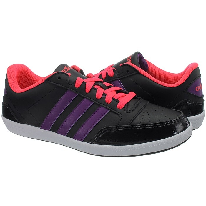 Adidas VLNEO Hoops Lo W Black Purple Neon Red Womens Sneakers Casual Shoes  NEW