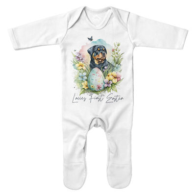 Personalisierter 1. Ostern Strampler First Rottweiler Baby Custom Sunday